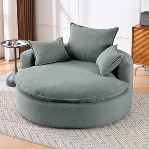 English Elm 360 Swivel Corduroy Barrel Lounge Chair with Pillows for Living Room or Bedroom Grey W1752P410947
