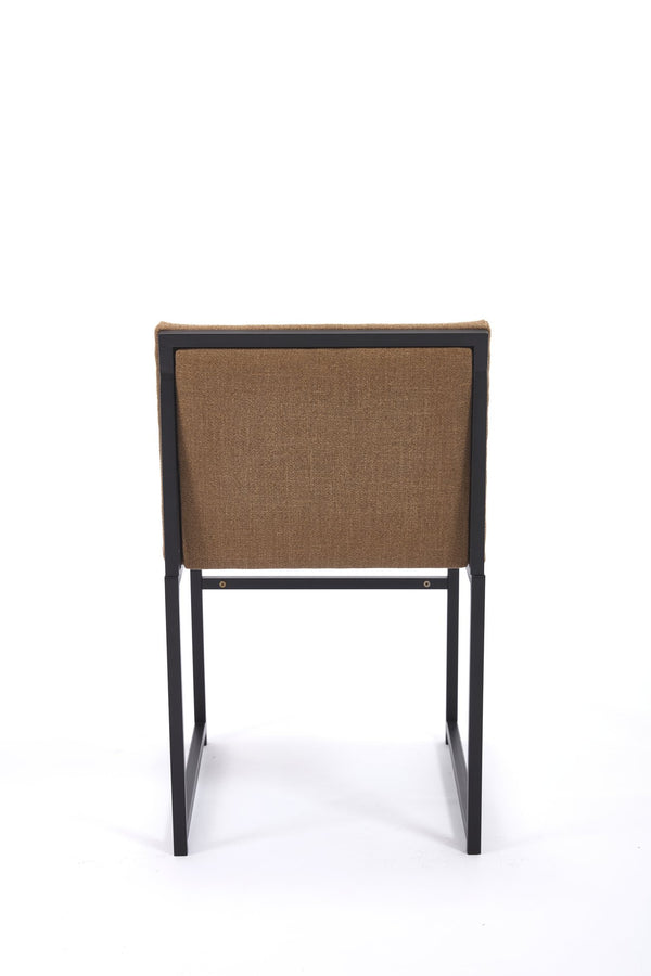 English Elm Modern Upholstered Dining Chairs Set of 2 with Linen-Like Fabric, High-Resilience Foam and Metal Frame Elegant Comfort Coffee W1249P257009