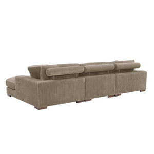 English Elm Large Corduroy Double Chaise Sectional Sofa with Lumbar Support for Spacious Living Rooms Camel B2748S00015