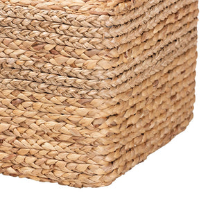 English Elm Modern Seagrass Woven Footstool Handcrafted Water Hyacinth Boho Living Room Accent B2750P420394