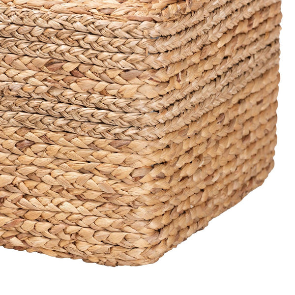 English Elm Modern Seagrass Woven Footstool Handcrafted Water Hyacinth Boho Living Room Accent B2750P420394