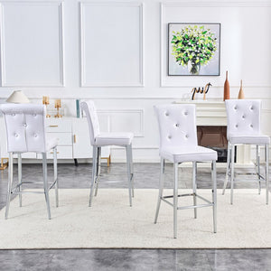English Elm A Set of 2 Crocodile Embossed Pvc Barstools with Crystal Clasp Detail for Home Bars White W3875P383095