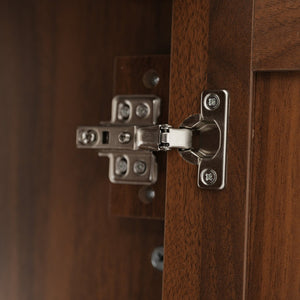 English Elm 60" Boutique Bathroom Vanity Rattan Doors Soft Close Drawers Smc Sink Pine Legs Brown N817P397678B