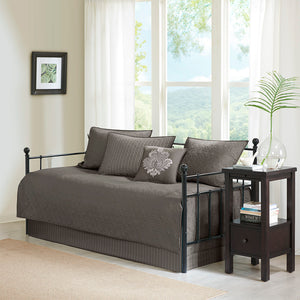 Madison Park Quebec Transitional 6 Piece Reversible Daybed Cover Set MP13-6458 Dark Grey