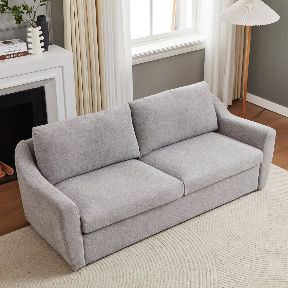 English Elm Cotton&Linen 3-Seater Sofa Bed with Built-In Mattress — Space-Saving Convertible Couch, Light Gray Comfort and Style W2339S00033