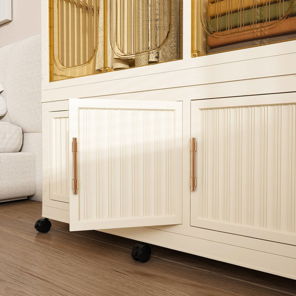 English Elm Portable Wardrobe Closet Organizer - Modular Storage With 9 Cubes, 2 Hanging Rods & Lockable Casters W2699P327124-GIGA