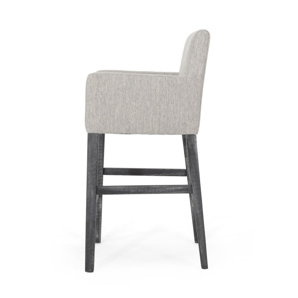 English Elm Upholstered Counter Stools Set of Two with Rubberwood Frame and Padded Armrests N780P365806G