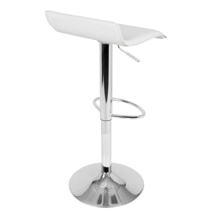 English Elm Ale Contemporary Adjustable PU Leather Barstool with Chrome Base, Swivel, 21"-30" Height Range White B202P222268