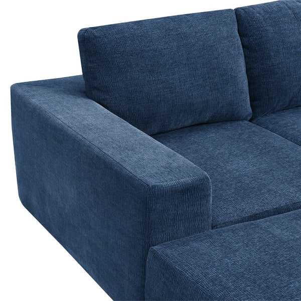 English Elm 110*72" Modular U Shaped Sectional Sofa with Plush Chenille, Deep Seats, No Assembly Navy N723S0614L