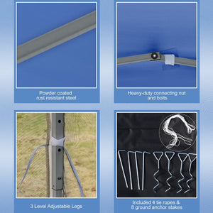 English Elm Outsunny 10' X 10' Instant Pop Up Canopy Tent With Bug Netting & Carry Bag For Outdoor Events, Blue W2225P174181-GIGA