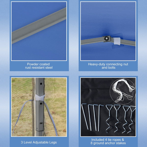 English Elm Outsunny 10' X 10' Instant Pop Up Canopy Tent With Bug Netting & Carry Bag For Outdoor Events, Blue W2225P174181-GIGA