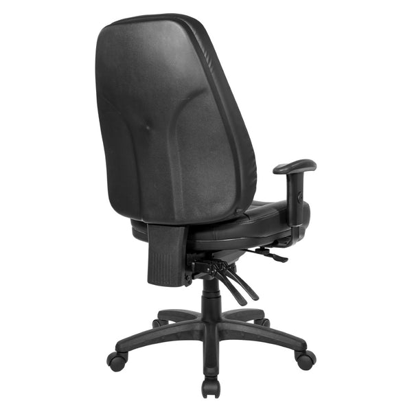 OSP Home Furnishings Deluxe Ergonomic Pu Leather Office Chair with Lumbar Support and Multi Tilt Control EC4350-R107