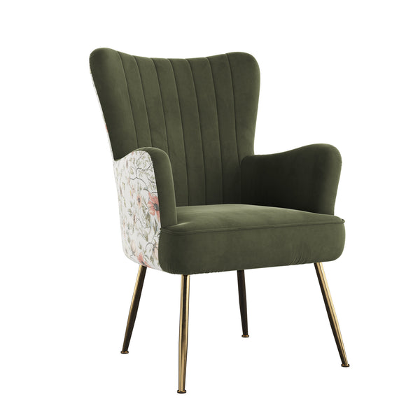 English Elm Wallace & Bay - Green Accent Chair with Print Fabric, Easy-Care Soft Upholstery, Striking Exterior Pattern, 29x29x28 офис B361P384483