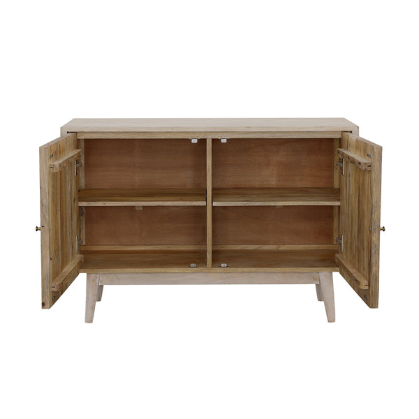 English Elm Ixora White Washed & Black 2-Door Accent Cabinet with Tapered Legs Mid-Century Storage Charm B062P344916