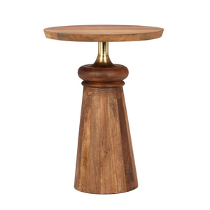 English Elm Christopher Knight Home® - Round End Table with Sleek Metal Pedestal and Durable MDF Resin Top — Compact 17" Round Surface, 50 lb Capacity Gold,Natural N768P202494H