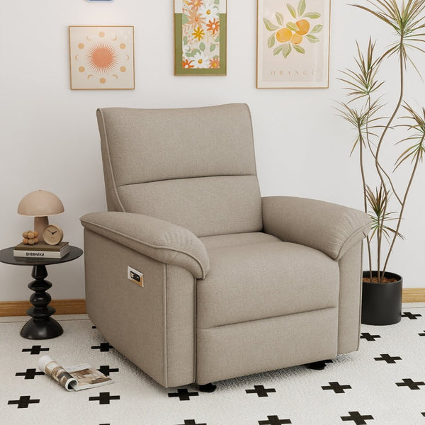 English Elm Power Lift Recliner Velvet Chair with Extended Footrest and Cup Holders for Elderly W1028S00062