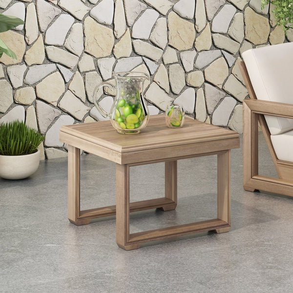 English Elm Christopher Knight Home® - WESTCHESTER Acacia Side Table Brown Rustic Outdoor Accent Table 20x20x15.75 Durable Patio Charm 69077.00BBGE