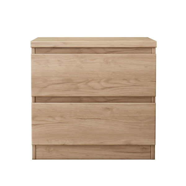English Elm 19.7-inch Matte Finish Nightstand with Touch Release Drawers for Minimalist Bedrooms Natural W3151P407886