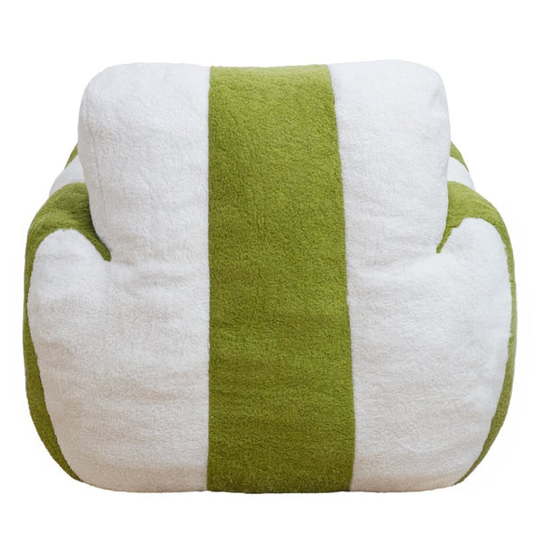 English Elm Bean Bag Chair Teddy Plush Heart Backrest Foam Filled Accent Seat for Adults White+Green W2510P465454