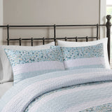 Madison Park Caralie Shabby Chic 4 Piece Seersucker Quilt Set with Throw Pillow MP13-8289 Aqua