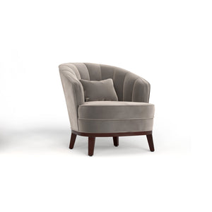 English Elm Ava Upholstered Barrel Accent Chair with Velvet-Like Fabric, Channel-Tufted Back, Plush Cushioning, Wooden Legs Gray B347P340822