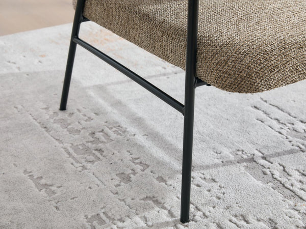 English Elm Leisure Linen Accent Chair with Built-in Side Table Pockets and Lumbar Pillow Modern Khaki W395P453308