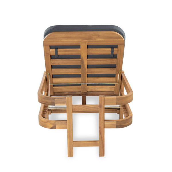 English Elm Christopher Knight Home® - Outdoor acacia chaise lounge with adjustable recline, durable hardwood frame and water‑resistant cushion comfort Dark Gray,Light Teak 52.25 L x 28.5 W x 8.75 H N776P266158D