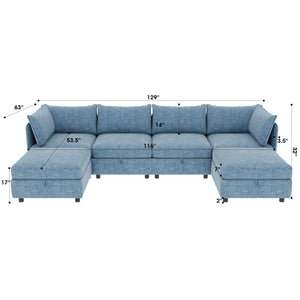 English Elm Modular Sectional Sofa - Versatile Chenille Sleeper With Storage, Flexible Design For Any Space W680S00017