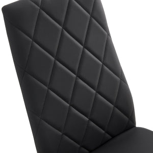 English Elm 5-piece Black Glass Dining Set with 4 Diamond PU Chairs — Durable Metal Frame, Easy-Clean Modern Style W241S00001