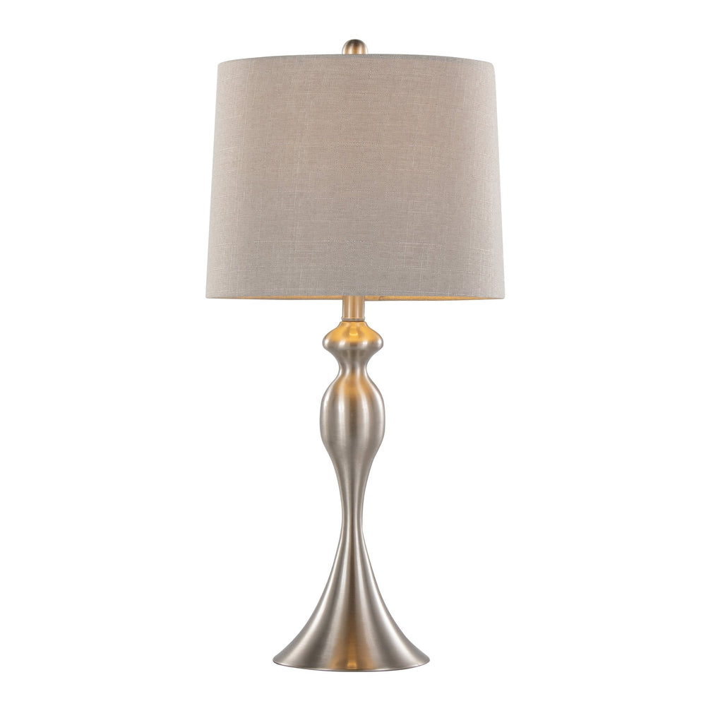 English Elm Ashland Elegant 27" Contemporary Metal Table Lamp Set of 2 with Textured Linen Shades and Curvaceous Silhouette Grey B202P224087