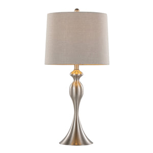 English Elm Ashland Elegant 27" Contemporary Metal Table Lamp Set of 2 with Textured Linen Shades and Curvaceous Silhouette Grey B202P224087