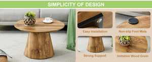 English Elm Nested Round Coffee Table Set Two Piece Wood Grain Veneer for Living Room or Office W2920S00112