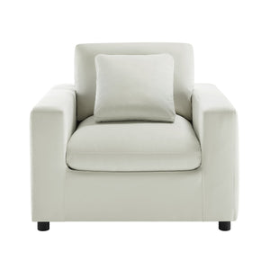 English Elm Caylie Modern Armchair with Plush Down-Fiber Cushions, Removable Covers, Solid Wood Legs Ivory B050P409002