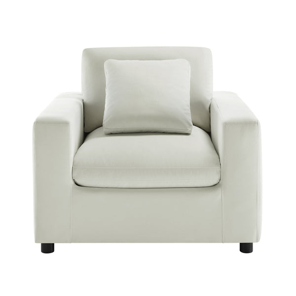 English Elm Caylie Modern Armchair with Plush Down-Fiber Cushions, Removable Covers, Solid Wood Legs Ivory B050P409002