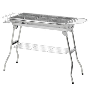 English Elm Folding Stainless Steel Charcoal Grill with Storage Racks for Camping or Tailgating T3971P425196