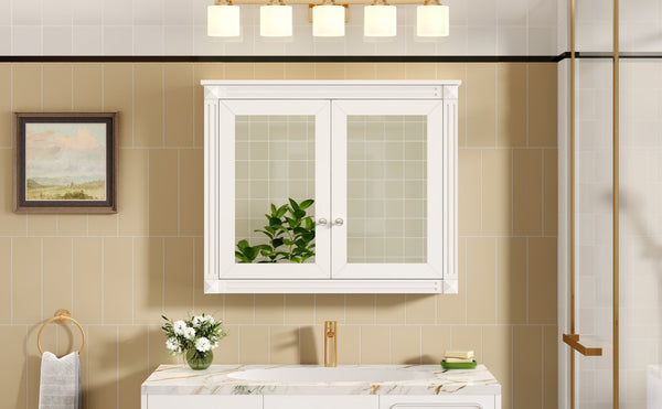 English Elm 36'' Wall Mounted Medicine Cabinet with Dual Mirrors Soft Close Doors Bathroom Storage White N710P371186K