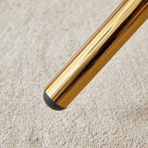 English Elm 4-Piece Modern Luxe Dining Set With Round Glass Table & Elegant White-Gold Chairs For Stylish Interiors W1151S03685