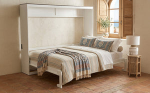 English Elm Queen Murphy Wall Bed with Usb Ports Space Saving Cabinet for Guest or Home Office White LP000385AAK