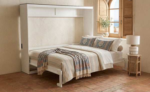 English Elm Queen Murphy Wall Bed with Usb Ports Space Saving Cabinet for Guest or Home Office White LP000385AAK