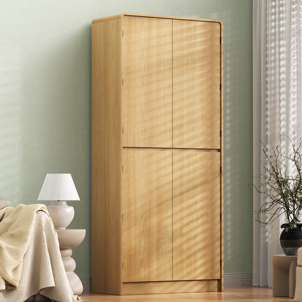 English Elm K&k Farmhouse Pantry Cabinet 72 Inch Tall Mdf Cupboard with Adjustable Shelves Natural N707S000021Y