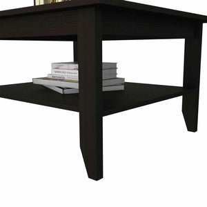 English Elm Coffee classic coffee table with sturdy four-leg frame and roomy lower shelf for storage or decor Black 35.82 L x 31.49 W x 3.54 H B097133149