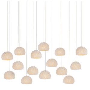 Virtu 15-Light Rectangular Pendant - Artisan Clamrose Shells for Nature-Inspired Elegance