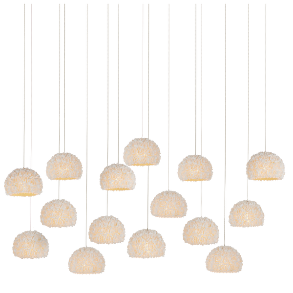 Virtu 15-Light Rectangular Pendant - Artisan Clamrose Shells for Nature-Inspired Elegance