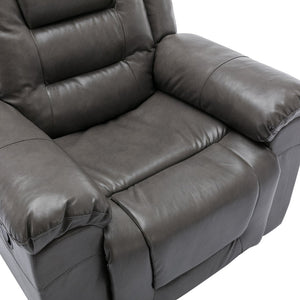 English Elm 2 Seater Home Theater Recliner with Cup Holders and Hidden Storage Box, PU Upholstery, Manual Recline Comfort Grey WF323619AAE