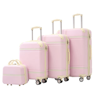 English Elm Hardshell Abs Spinner Luggage Set Four Piece Expandable Tsa Lock Travel Suitcases Light Pink N732P170218U