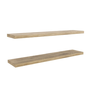 English Elm Ecco 47" Oak Floating Shelves Set of 2 — Sleek Matte Finish, Hidden Brackets, Sturdy 47-inch Storage B070P368095