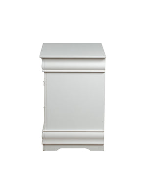 English Elm Louis Louis Philippe nightstand with two smooth-glide drawers, brushed nickel handles, durable dovetail build enhancing bedroom organization White 27 L x 18 W x 23 H B2726P252734