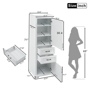 English Elm 71-inch Freestanding Bathroom Vanity with Soft-Close Doors, Adjustable Shelves, Drawers & Anti-Tip Stability N729P335588K