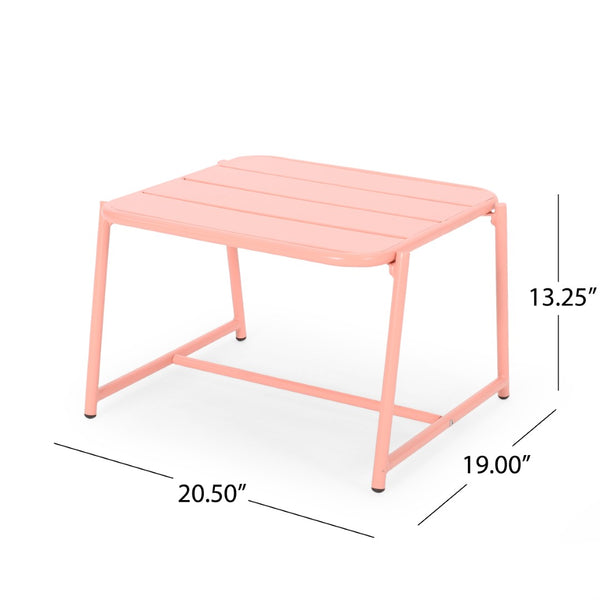 English Elm Conrad Outdoor Side Table Powder Coated Metal Patio Accent for Lounge and Chaise Seating Coral 65198.00CRL