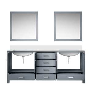 English Elm Dark Grey Double Bath Vanity With White Quartz Top, Ample Storage & 30" Mirrors For Modern Spaces B2731S00841